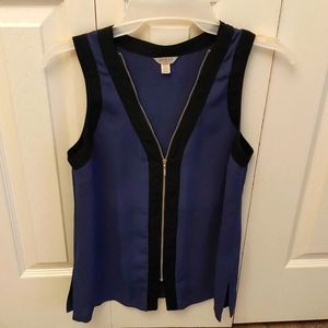 Navy & Black Guess dressy silk zip tank size XS